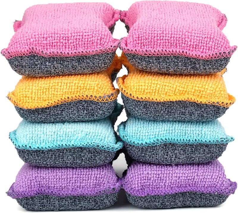 UPSTAR Dish Sponges Kitchen, Microfiber Cleaning Scrubber for Dishwashing, Sink, Basin and Multi-Pupose, Size L Pack of 8 - Image 1